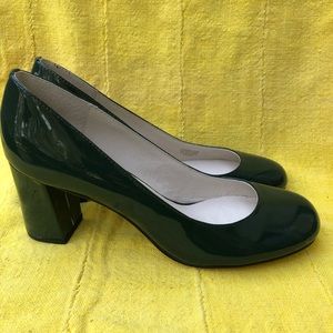 Betty Muller Forest Green Patent Leather Pumps